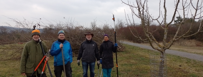 Die Helferin und Helfer beim Pflegeeinsatz 2025 auf dem Mühlberg